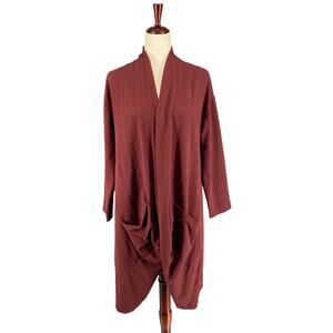 Lands Down Under Cocoon Wrap Sweater Womens M Maroon Made in Italy